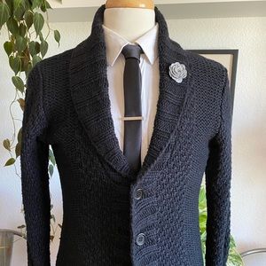 Black Knit Shawl Cardigan